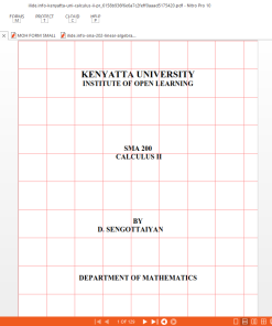 SMA 200: Calculus II Notes - Kenyatta University