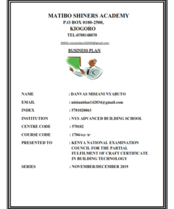knec business plan samples pdf download