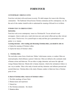 Form 4 Comprehensive Christian Religious Education (CRE) Notes