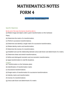 Mathematics Form 4 Simplified Notes