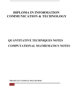 KNEC Quantitative Techniques Notes