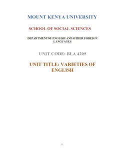 BLA 4209 Varieties of English Notes- Mount Kenya University