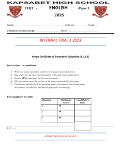 2023 Kapsabet  High School Internal Trial 1 Mock - English  Paper 1-3 (With Marking Schemes)