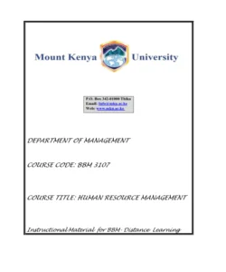 BBM 3107:Human Resource Management Notes – Mount Kenya University