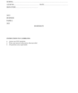 2023 Form 3 Business Studies  Paper 1 End Term 1 Exam
