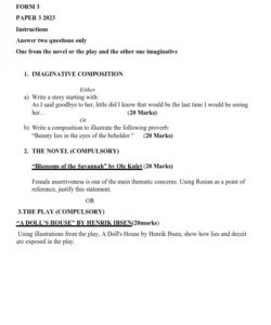 2023 Form 3  English  Paper 3 End Term 1 Exam