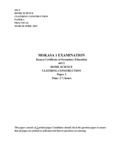 2023 FORM FOUR HOME SCIENCE  PAPER 1-3 MOKASA I MOCK EXAMS WITH MARKING SCHEMES