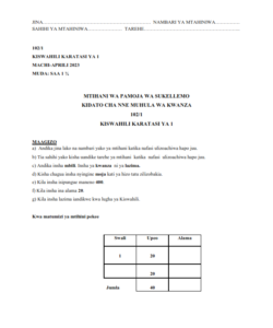 2023 FORM 4 KISWAHILI   SUKELLEMO JOINT PAPER 1-3 PRE – MOCK EXAMS WITH MARKING SCHEMES