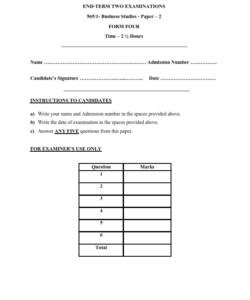 2023 Form 4 Business Studies Paper 2  End Term 2 Examination With Marking Schemes