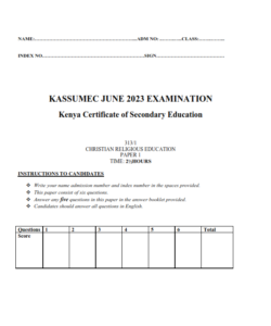 2023 KASSU JET EXAMINATION CRE  PAPER 1 -2 EXAM WITH MARKING SCHEMES