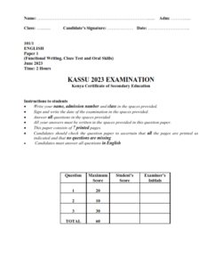 2023 KASSU JET EXAMINATION ENGLISH  PAPER 1 -3 EXAM WITH MARKING SCHEMES