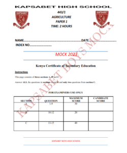 2023 KAPSABET BOYS MOCK II EXAMINATION AGRICULTURE  PAPER 1 -2 EXAM WITH MARKING SCHEMES