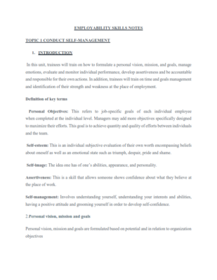 KNEC EMPLOYABILITY SKILLS NOTES - Elimu Cloud | Notes, Exams, Schemes ...