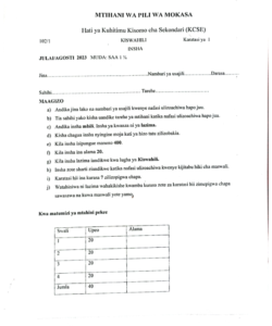 2023 MOKASA II  MOCK EXAMINATION KISWAHILI   PAPER 1 -3 EXAM WITH MARKING SCHEMES