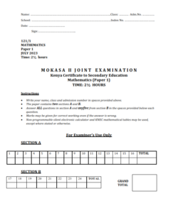 2023 MOKASA II MOCK EXAMINATION FULL SET  EXAMS WITH MARKING SCHEMES