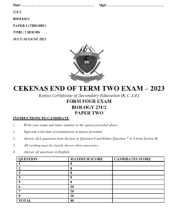 2023 CEKENAS JULY/AUGUST MOCK BIOLOGY  PAPER 1-3 WITH MARKING SCHEMES