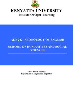 AEN 202 Phonology of English Notes- Kenyatta University