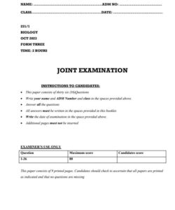 2023 Form 3 Biology  Paper 1 End of Term 3 Examination With Marking Schemes