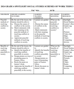 2024 GRADE 6 SPOTLIGHT SOCIAL STUDIES SCHEMES OF WORK TERM 3