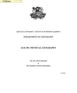 AGE 301 Physical Geography III Notes - Kenyatta University