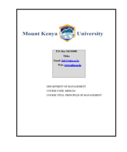 BBM1201 Principles of Management-1 Notes Mount Kenya University