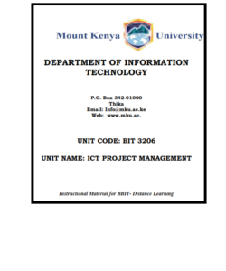 BIT 3206: ICT PROJECT MANAGEMENT NOTES - MOUNT KENYA UNIVERSITY