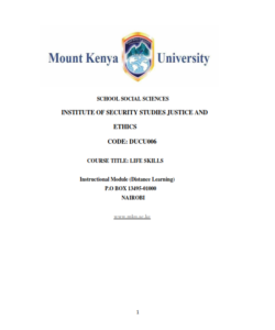 DUCU006 LIFE SKILLS  NOTES - MOUNT KENYA UNIVERSITY