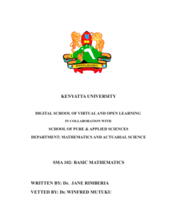 SMA 102: BASIC MATHEMATICS NOTES - KENYATTA UNIVERSITY