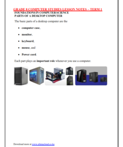 GRADE 8 COMPUTER STUDIES LESSON NOTES - TERM 1