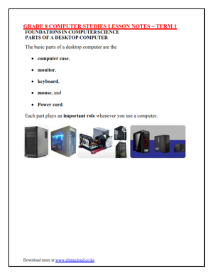 GRADE 8 COMPUTER STUDIES LESSON NOTES - TERM 1 - Elimu Cloud | Notes ...