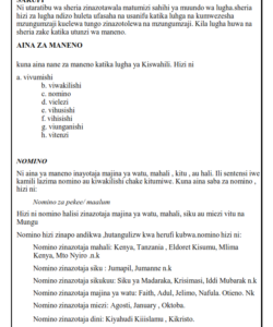 GRADE 8 KISWAHILI LESSON NOTES - TERM 1