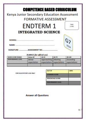 2024 GRADE 7 END TERM 1 EXAMS WITH MARKING SCHEMES - Elimu Cloud ...