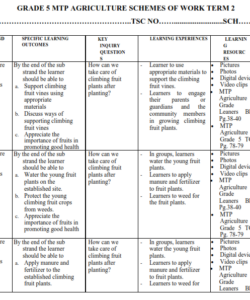 2024 Grade 5 MTP Agriculture Activities Schemes of Work - Term 2