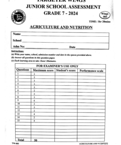 2024 GRADE 7 TARGETER WINGS JSS ASSESSMENT 005 WITH MARKING SCHEME