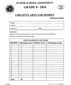 2024 GRADE 8 TARGETER WINGS JSS ASSESSMENT 005 WITH MARKING SCHEME