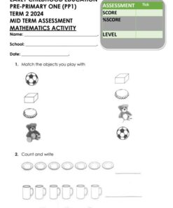 2024 Pre-Priamry 1  Mid Term 2 Exam with Marking Schemes