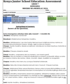 2024 GRADE 7 KISWAHILI END TERM 2 EXAMS WITH MARKING SCHEME