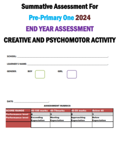 2024 Pre-Primary 1 End Term 3 Examinations with Marking Schemes