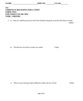 2024 Form 2 CRE End of Term 3 Exams with Marking Scheme - Elimu Cloud ...