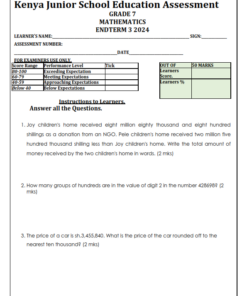 2024 Grade 7 End Term 3 Examinations with Marking Schemes- Set 2