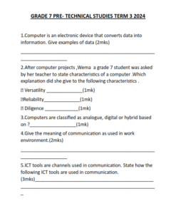2024 Grade 7 End Term 3 Examinations with Marking Schemes- Set 3