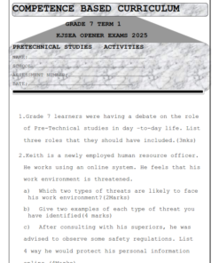 2025 Grade 7 Pre-Technical Term 1 Opener Exam  With Marking Scheme