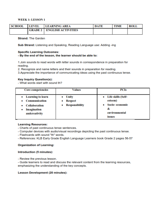 2025 GRADE 2 RATIONALIZED ENGLISH LESSON PLAN - TERM 2 - Elimu Cloud ...