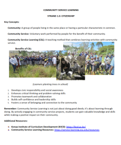 GRADE 10 CBC COMMUNITY SERVICE LEARNING NOTES