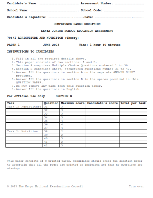 2025 GRADE 7 MID TERM 2 EXAMS WITH MARKING SCHEMES - SET 1 - Elimu ...