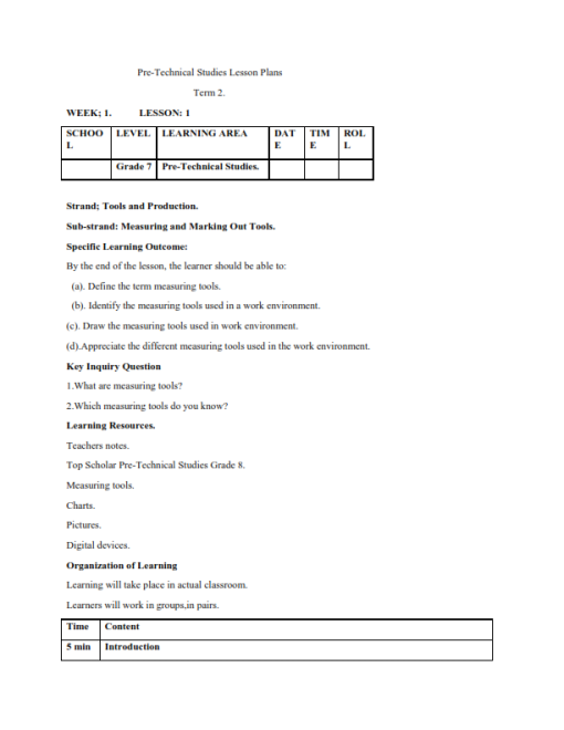 2025 GRADE 7 RATIONALIZED PRETECH LESSON PLANS - TERM 2 - Elimu Cloud ...