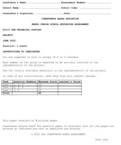 2025 Grade 9 Pre Technical Studies Paper 1 Mid Term 2 Exam