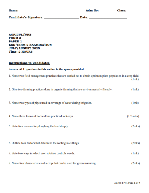 2025 Form 3 End Term 2 Exams with Marking Schemes - Elimu Cloud | Notes ...