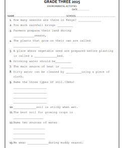 2025 Grade 3 End Term 2 All subjects Exams with Marking Scheme