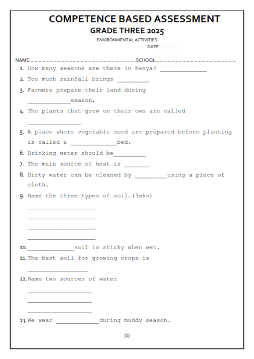 2025 Grade 3 End Term 2 All subjects Exams with Marking Scheme - Elimu ...